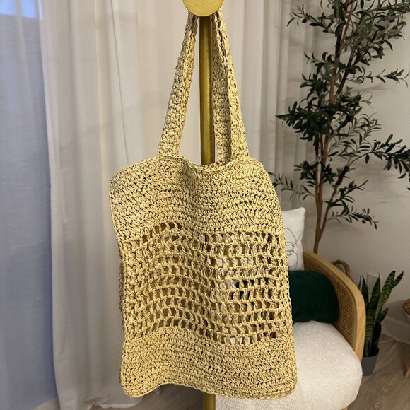 Straw-Paper Crochet Tote Bag for Women - Picture 1 of 1
